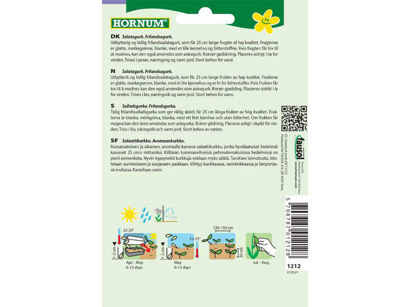 Frø pose, Agurk, Salat-, Frilands-, Konsa F1 (E)