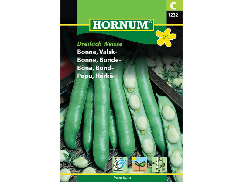 Frøpose med valske bønner, dreifach weisse.