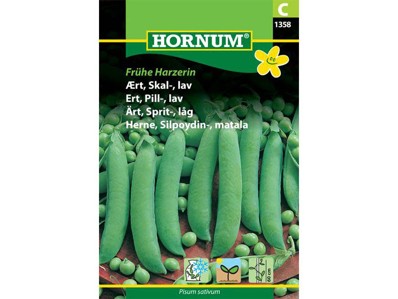 Frøpose med lav skal-ært, Frühe Harzerin.