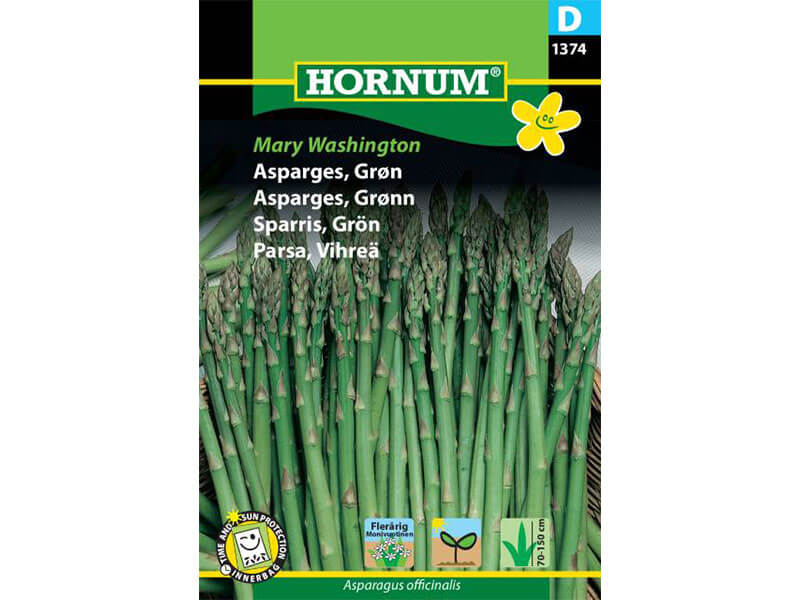 Frøpose med aspargesfrø af sorten Mary Washington.