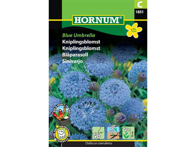 Frøpose med kniplingsblomst, Blue Umbrella.
