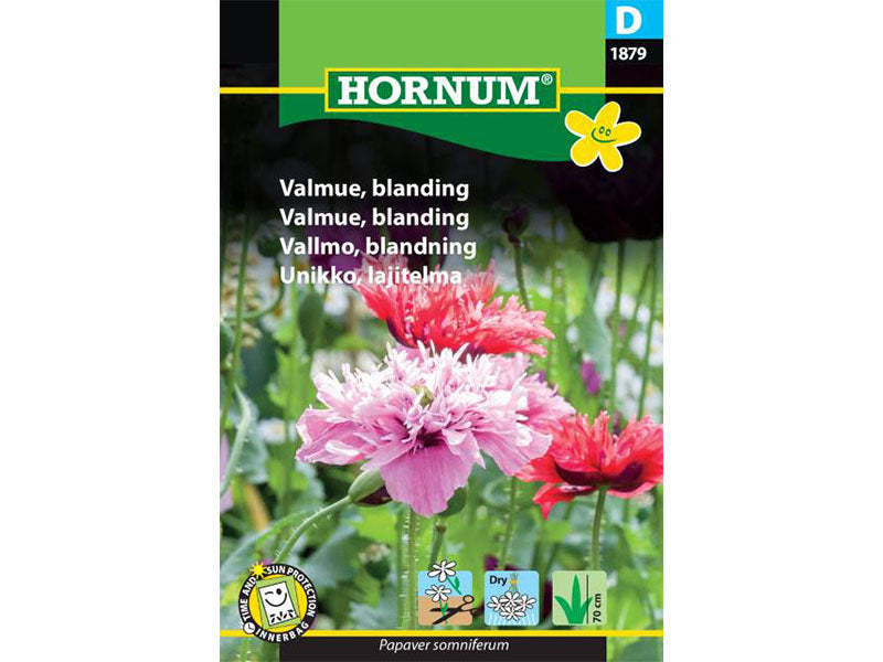 Frøpose med blandede valmuefrø.