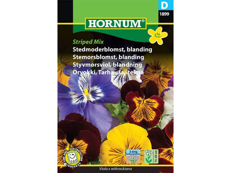 Frøpose med stedmoderblomster, blandet stripemix.