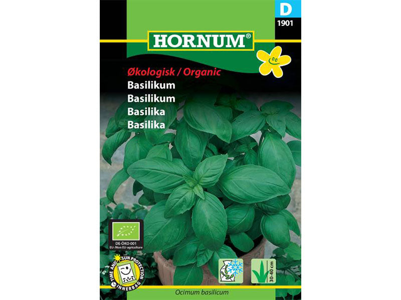 Økologisk frøpose med basilikum.