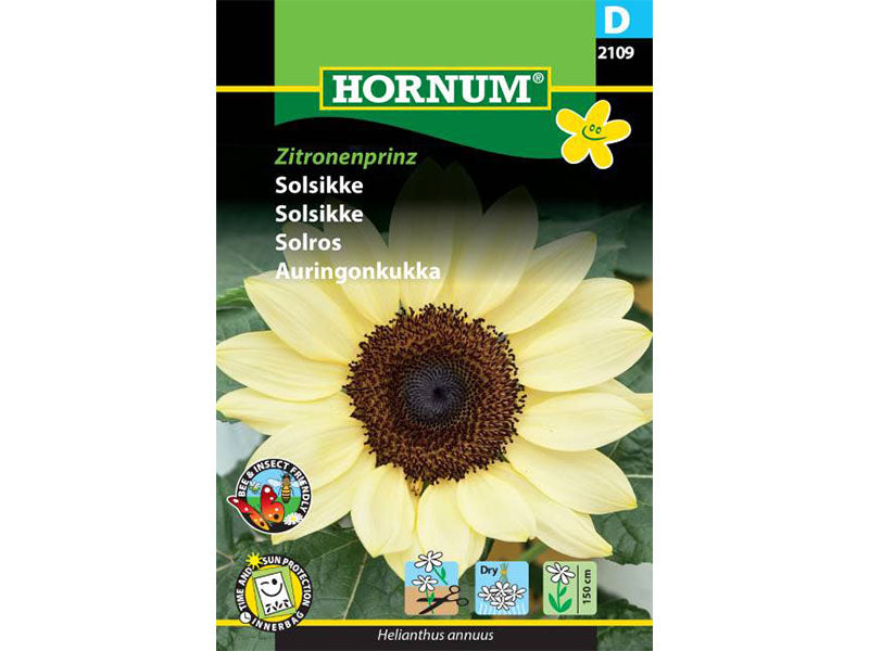 Frøpose med solsikkefrø af sorten Zitronenprinz.