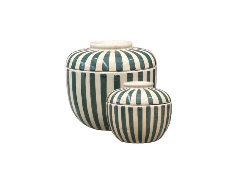 Alexandra - Mørkegrønne striber - Diameter 15 cm