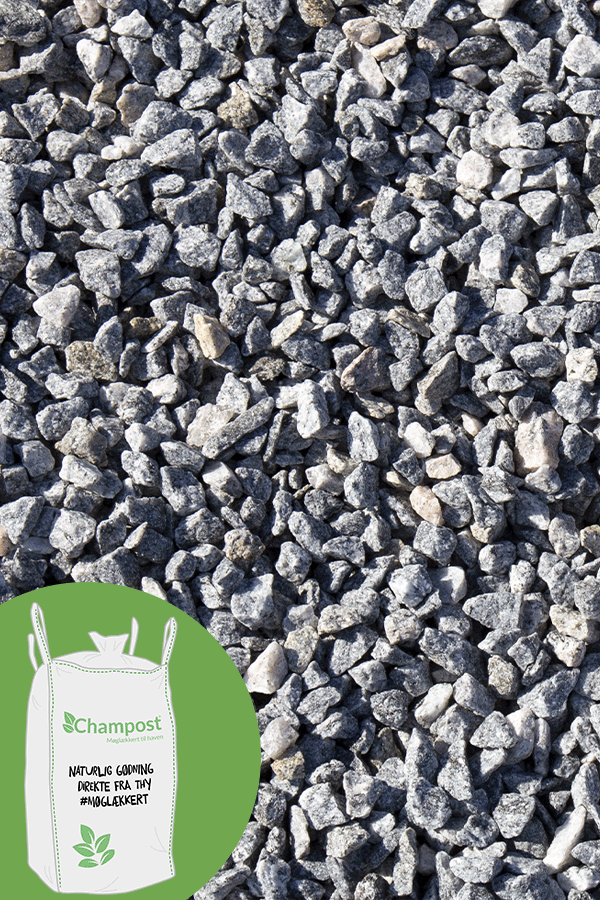 Grå granitskærver, størrelse 11–16 mm, 1 ton.