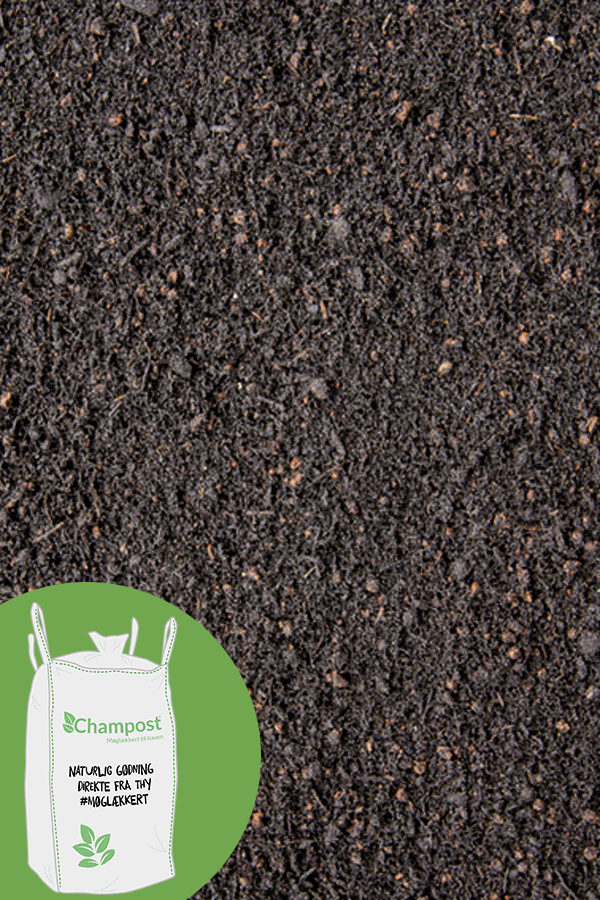 Champost pottemuld i bigbag på 900 liter.