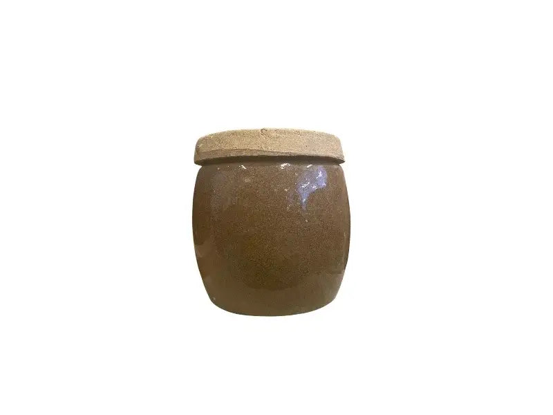 Krukke BERIT - GLAZED MUSTARD - ø 15 cm