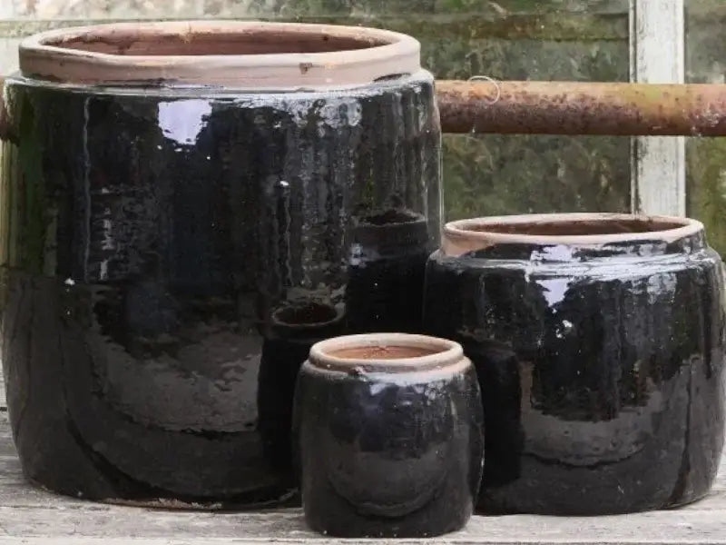 BERIT krukke - GLAZED BLACK