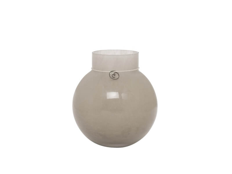 Rund glasvase D13 H14, beige.