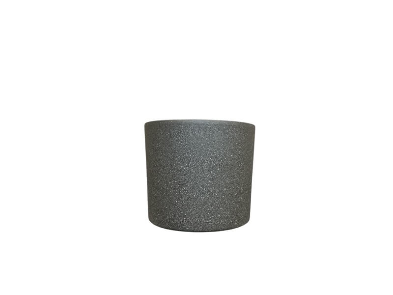 Rund potte i grå sand, 12,5x13,5 cm, model Era.