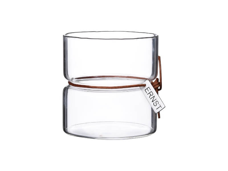 Ernst Lanterne i glas, diameter 8 cm, højde 8 cm.