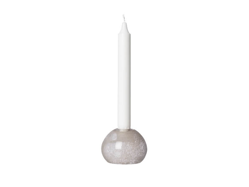 Lysestage fra Ernst i glas, 9 cm i diameter, 7,5 cm høj.