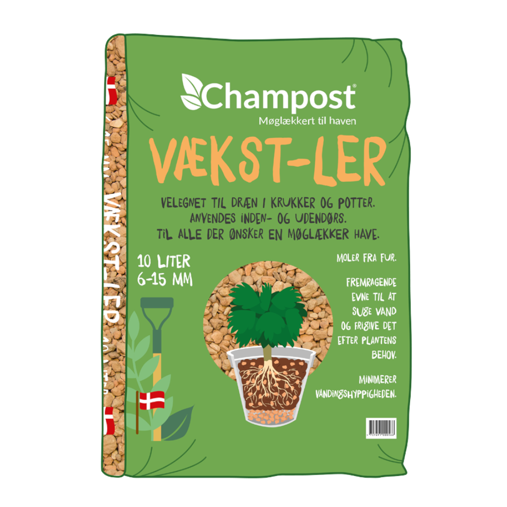 Vækst-Ler 10 liter til dræn i krukker og potter.