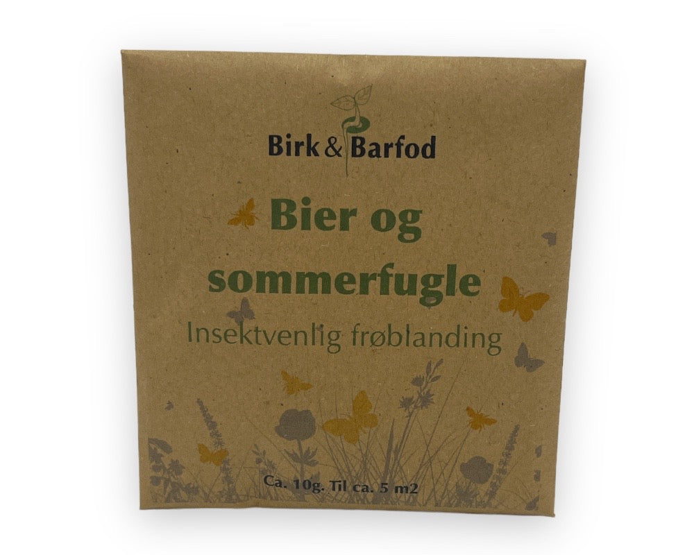 Birk & Barfod - Bier og sommerfugle designtryk.