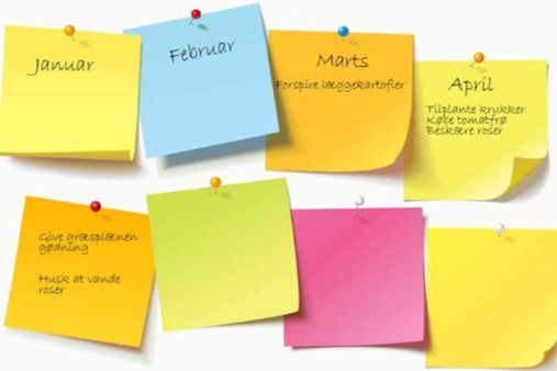 Post its til overblik over havens gøremål