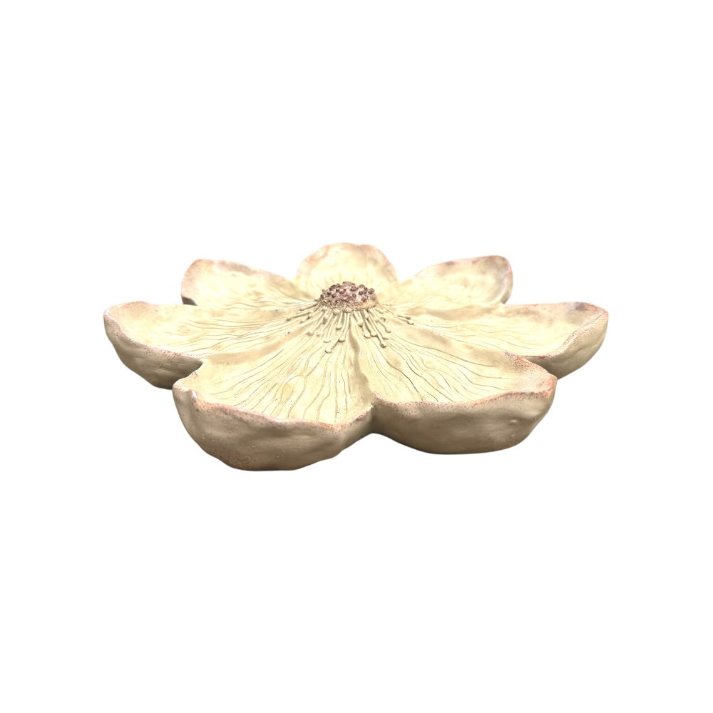 Blomster dekoration, hvid meleret havepynt - 24 x 4 cm