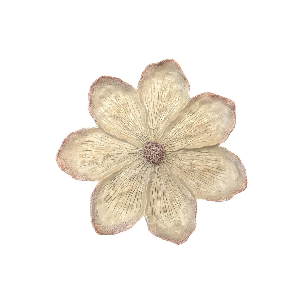 Blomster dekoration, hvid meleret havepynt - 24 x 4 cm