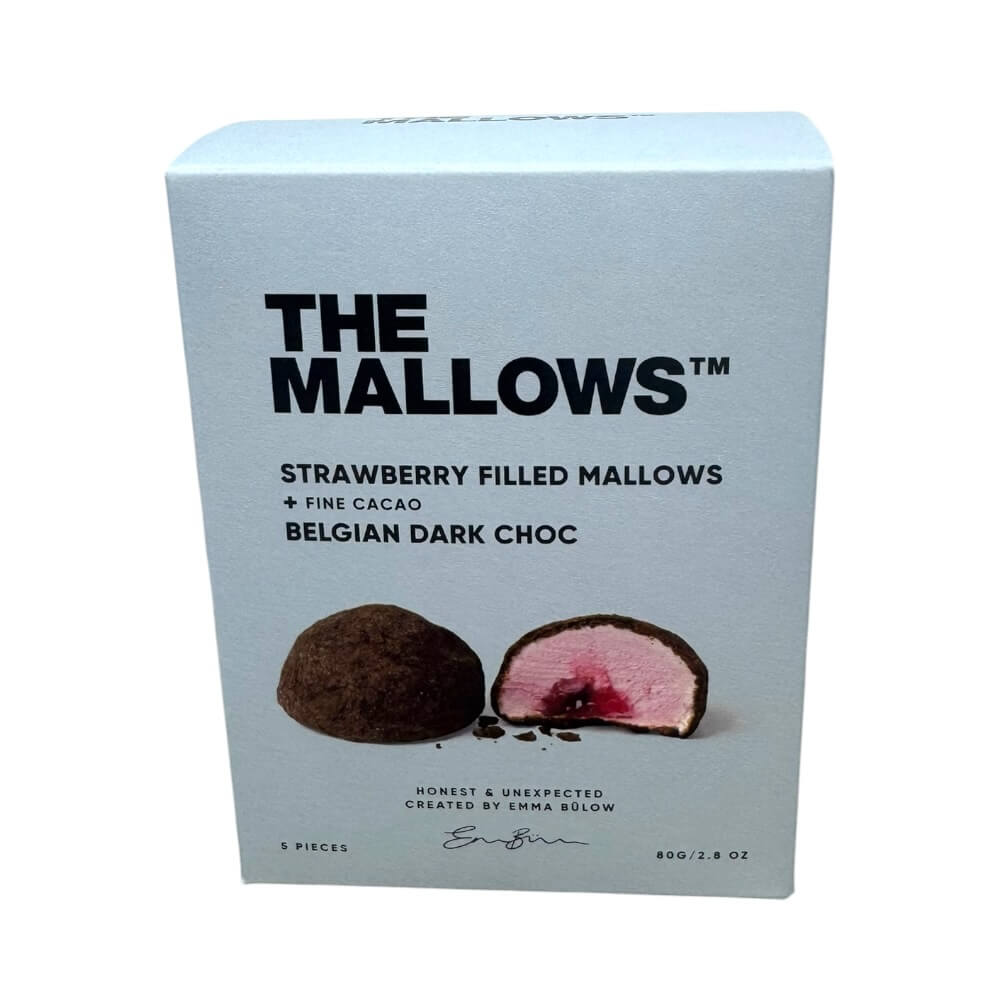 The Mallows, Jordbærfyldte skumfiduser dark choc – 80 g