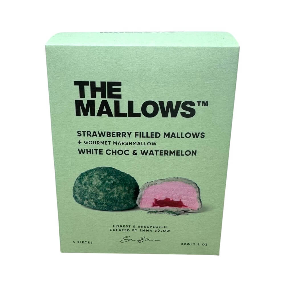 The Mallows, jordbærfyldte skumfiduser White choc & Watermelon – 80 g