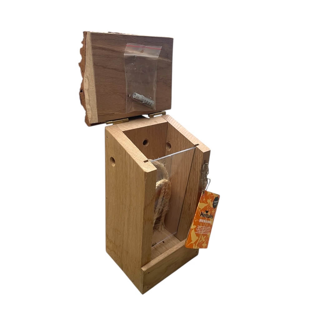 Foderautomat Vægmodel Eg - 14,5 x 26 x 15cm åben