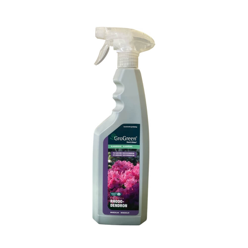Gødning til sundere rhododendron. Grogreen Feed & Shine Rhododendron gødning indeholdende 750 Ml.
