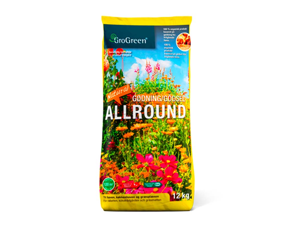 GroGreen Organic Allround gødning 4-1-3 i praktisk emballage.