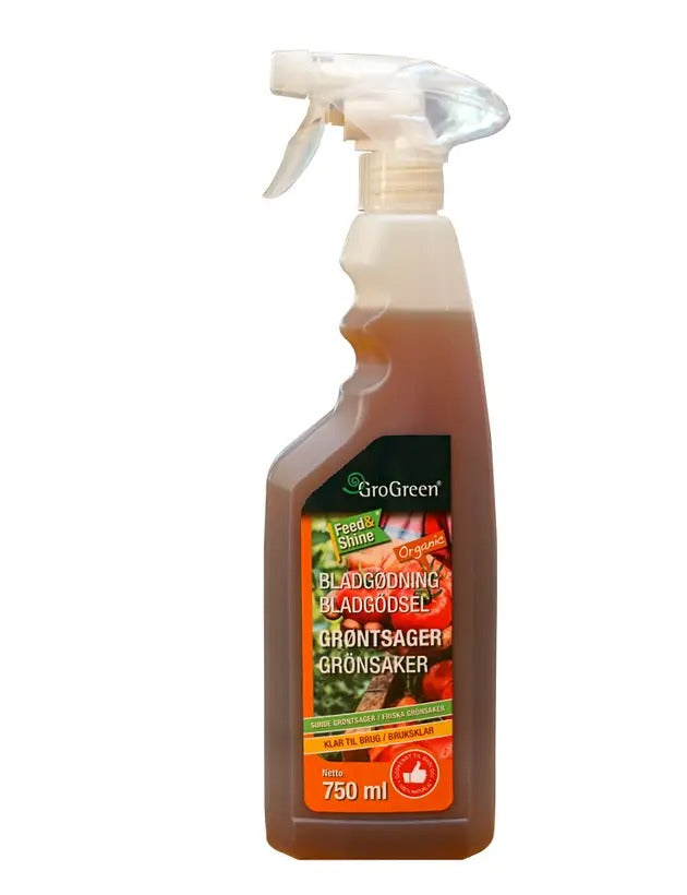 GroGreen Feed & Shine til grøntsager, 750 ml klar til brug.
