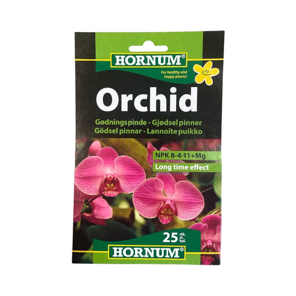 Hornum orkidé gødningspinde til alle slags orkidéer. Pakke med 25 stk.