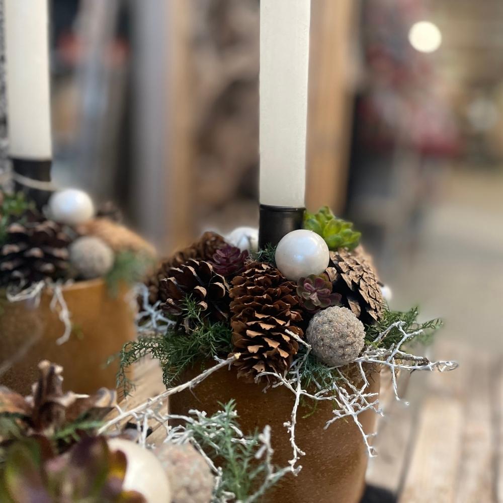 Lysholder Antik 15 cm Sort