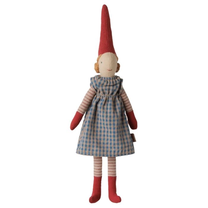 Maileg nisse, Pixy, Str. 1 - Pige - Blå kjole