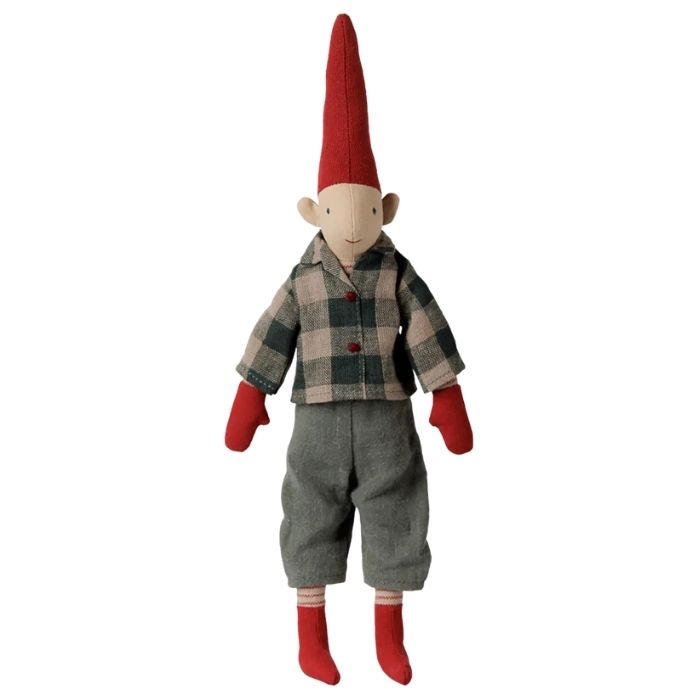 Maileg nisse, Pixy, Str. 2 - Dreng - Skjorte og bukser - Højde: 31 cm