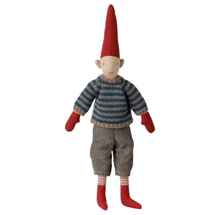 Maileg nisse, Pixy, Str. 2 - Dreng - Stribet strikket sweater