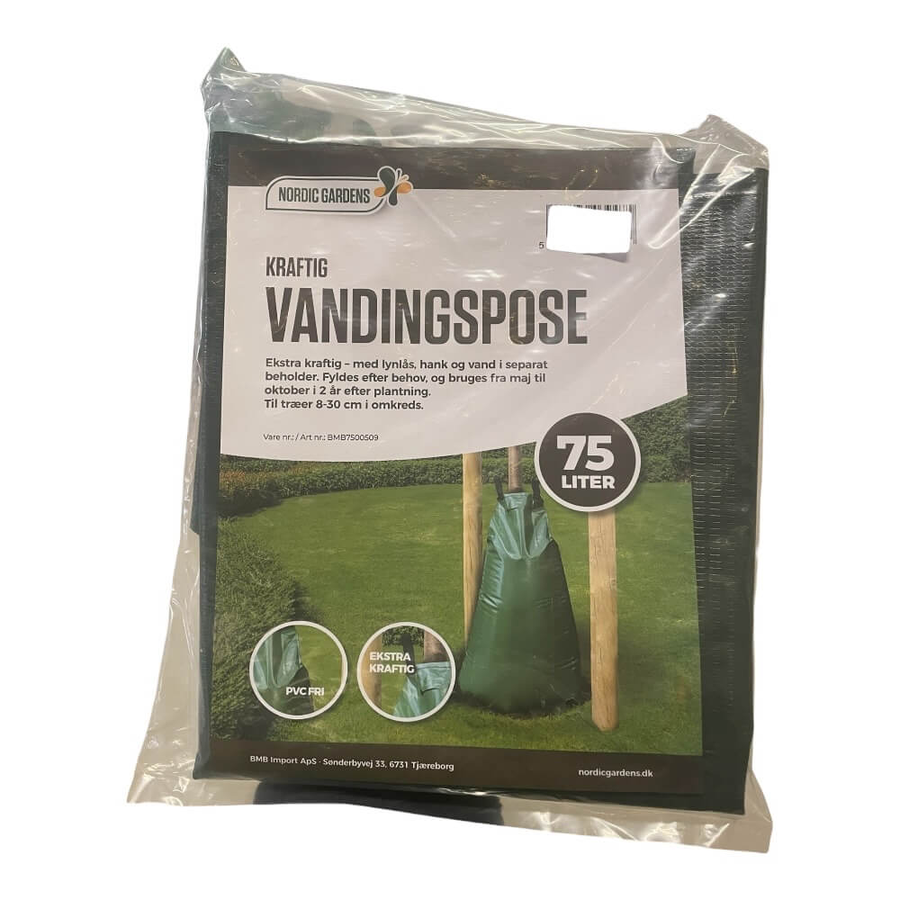 Nordic Garden vandingspose kraftig 75l med lynlås, hank og vand i separat beholder. Til træer 8-30 cm i omkreds
