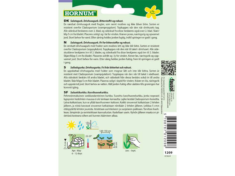 Frø pose, Agurk, Salat-, Drivhus-, Saladin F1 (E)