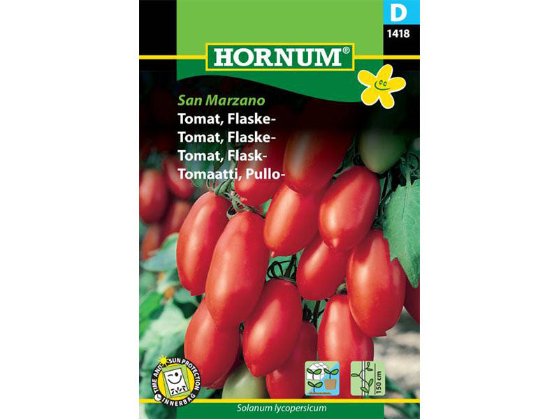 Frøpose med San Marzano flasketomater.