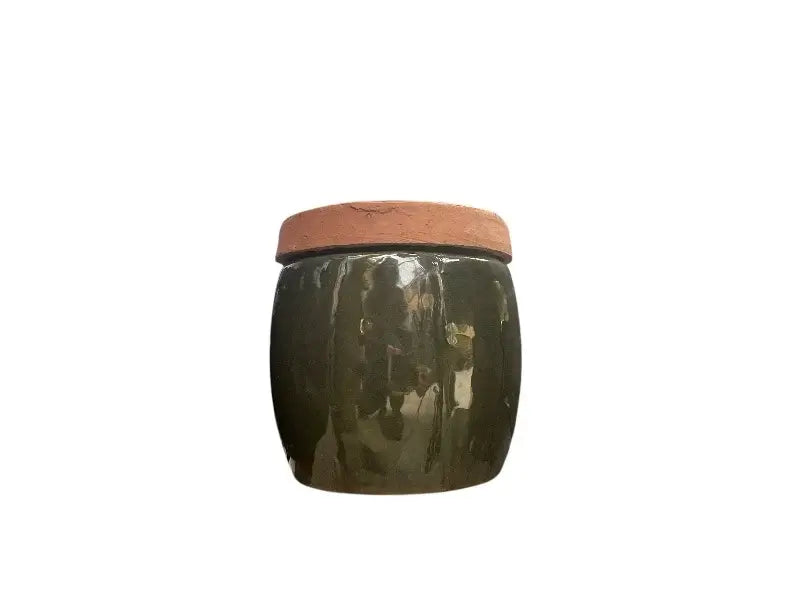 Krukke BERIT - GLAZED GREEN - 15 cm i diameter.