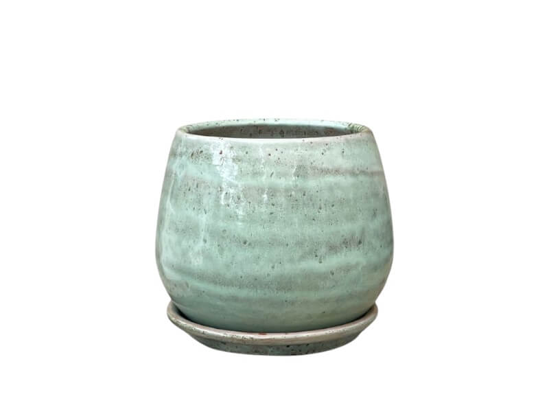 Krukke SANNE, størrelse 21x21 cm, støvet grøn.
