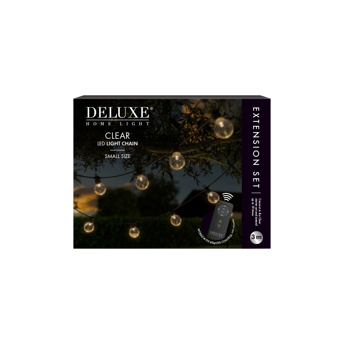 Deluxe Homeart lyskæde, klar - 3 meter (forlængersæt til Deluxe Homeart startersæt)