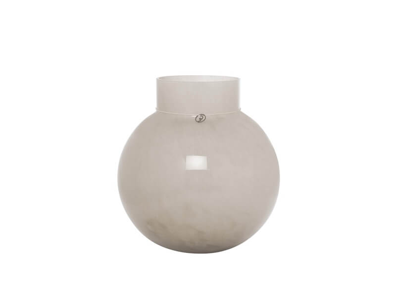 Rund glasvase D24 H25 i beige.
