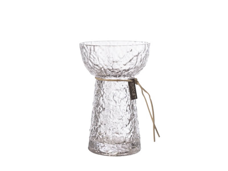 Mønstret hyacintvase, diameter 9 cm, højde 15 cm.