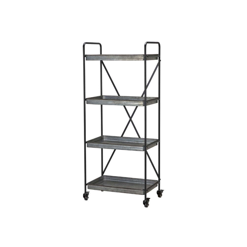 PENNY Hylde med hjul, grå, zink, 59x36x141cm