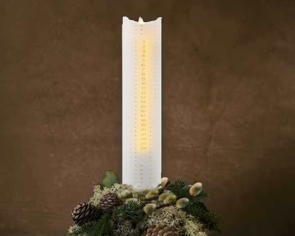 Sara Kalenderlys Ø5xH29cm, Guld Dots - LED kalenderlys.