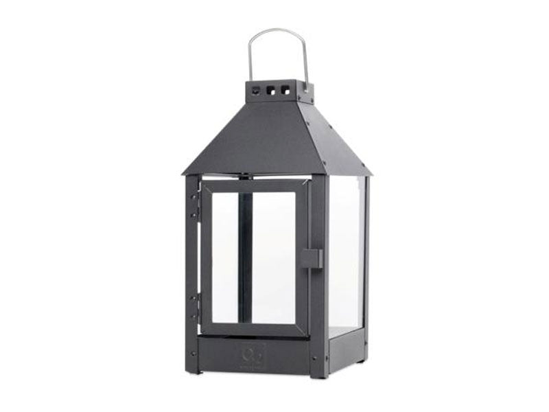 Mini lanterne i sort, pulverlakeret og galvaniseret design.