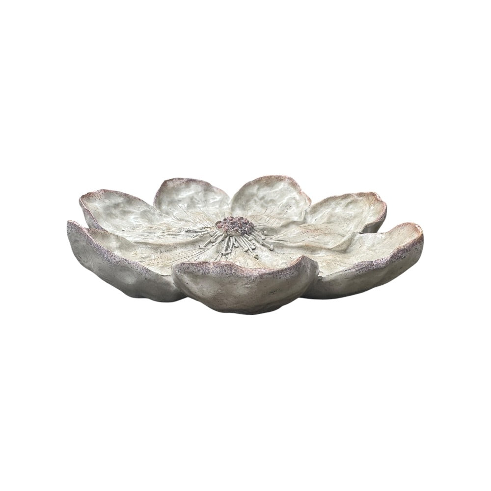 Blomster dekoration, hvid meleret - 30x5cm
