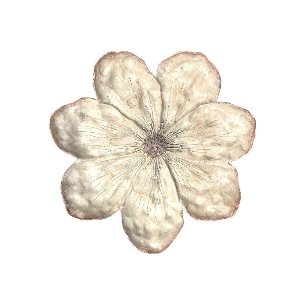 Blomster dekoration, hvid meleret - 30x5cm