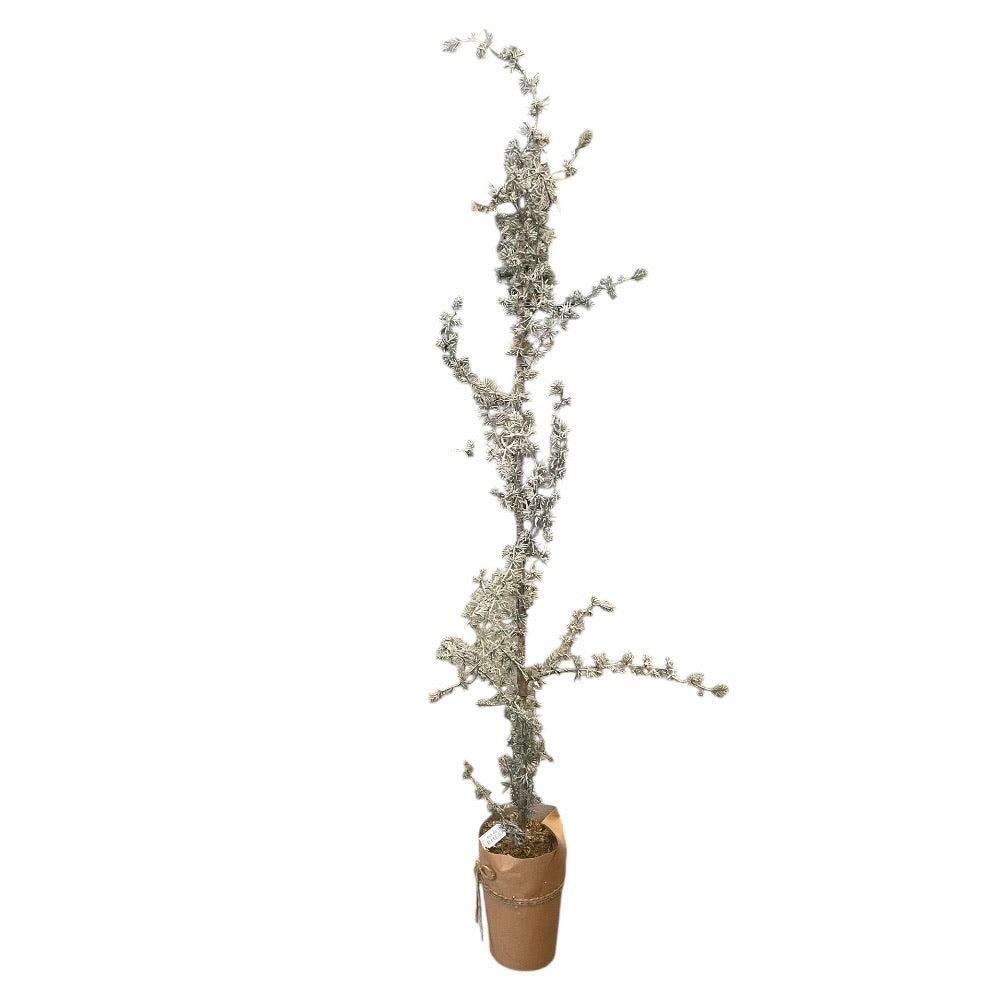 Kunstigt Cedertræ i potte, 130 cm - Grøn/Hvid