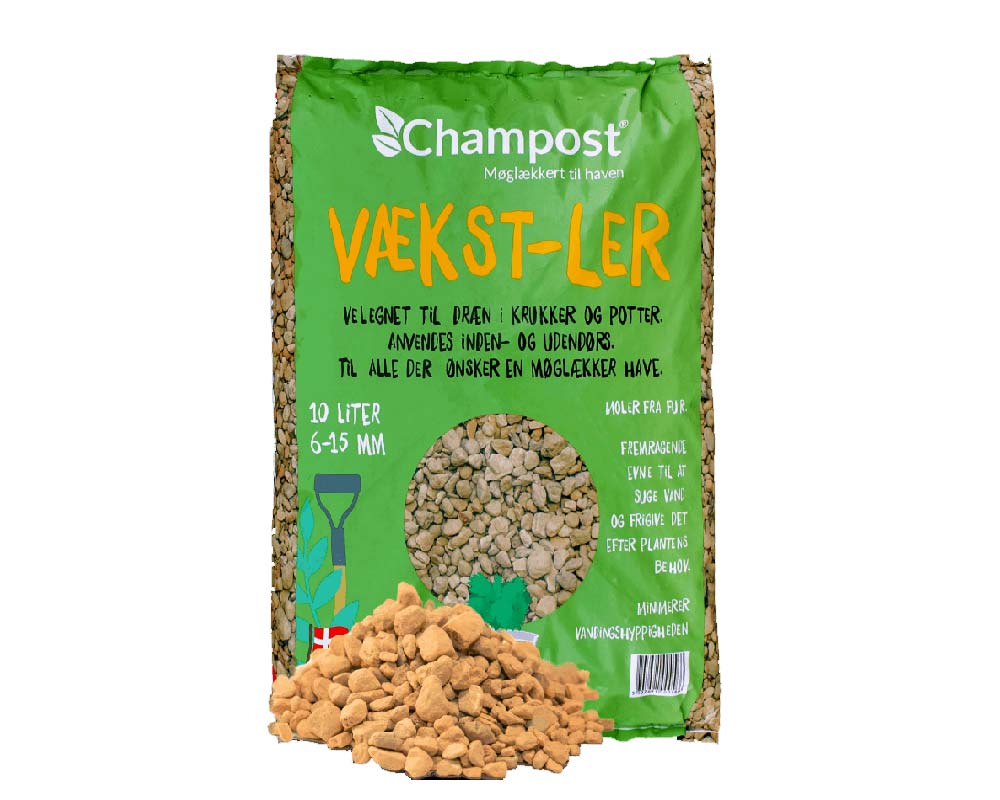 Champost Vækst-ler, 10 liter til plantevækst.