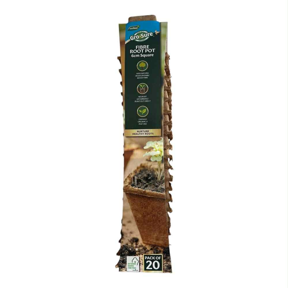 Gro-Sure Fibre Pots Square 6 cm 20 stk.